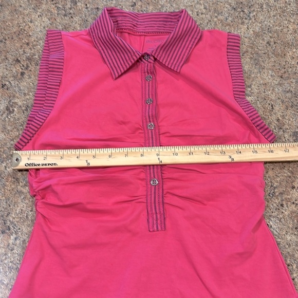Pilcro Varsity Polo Top Size Small Pink Sleeveless Partial Button Up Pullover - Picture 15 of 15
